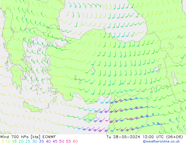 Wind 700 hPa ECMWF di 28.05.2024 12 UTC