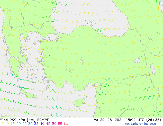 wiatr 900 hPa ECMWF śro. 29.05.2024 18 UTC