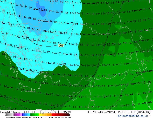 Z500/Rain (+SLP)/Z850 ECMWF mar 28.05.2024 12 UTC