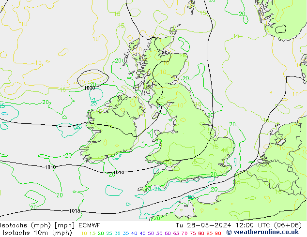 Isotachen (mph) ECMWF di 28.05.2024 12 UTC