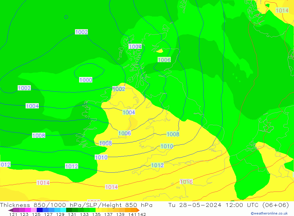 Thck 850-1000 hPa ECMWF Ter 28.05.2024 12 UTC