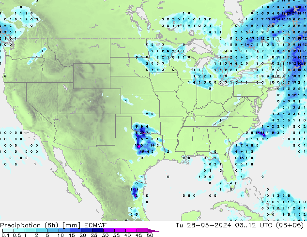 Nied. akkumuliert (6Std) ECMWF Di 28.05.2024 12 UTC