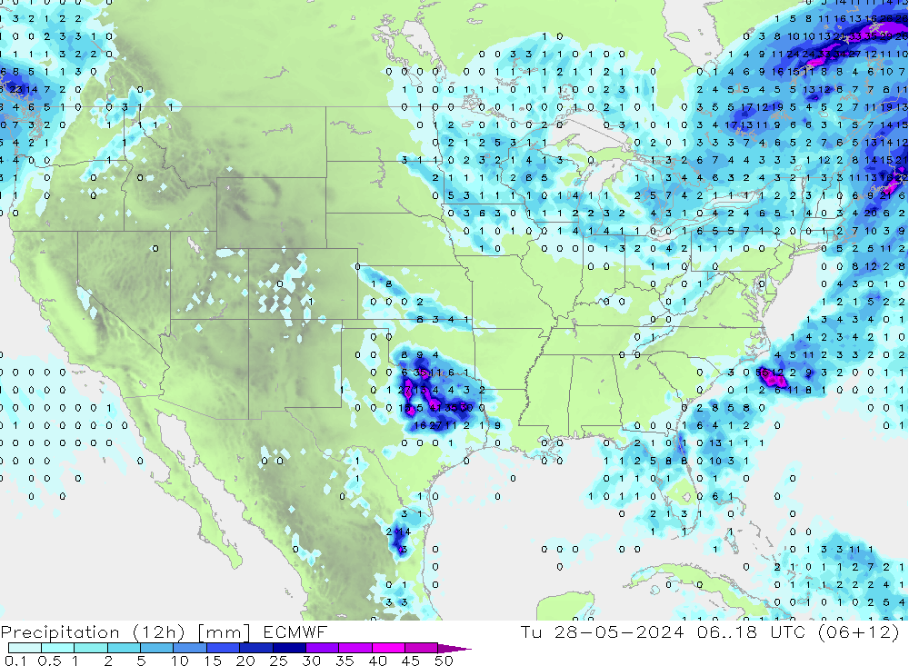 Yağış (12h) ECMWF Sa 28.05.2024 18 UTC