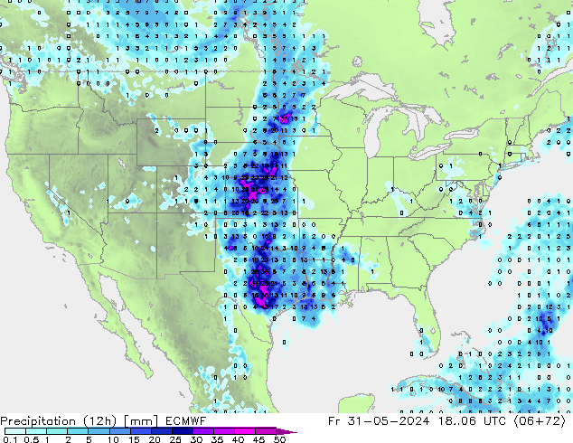 Precipitação (12h) ECMWF Sex 31.05.2024 06 UTC