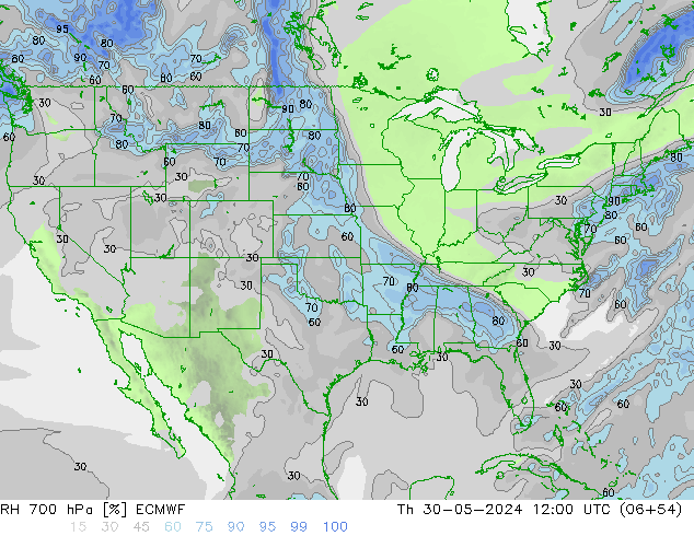 RV 700 hPa ECMWF do 30.05.2024 12 UTC