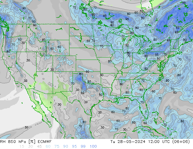 850 hPa Nispi Nem ECMWF Sa 28.05.2024 12 UTC