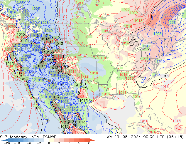 SLP tendency ECMWF St 29.05.2024 00 UTC