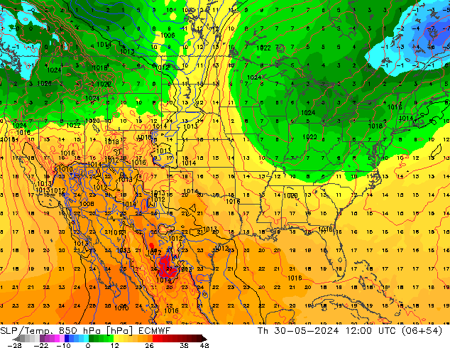 SLP/Temp. 850 hPa ECMWF gio 30.05.2024 12 UTC