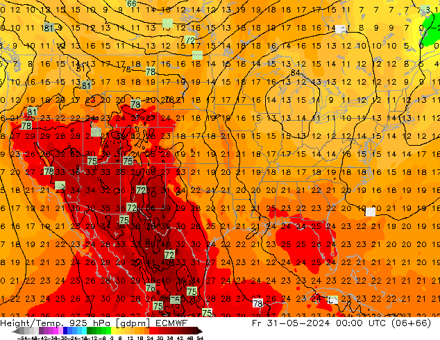 Géop./Temp. 925 hPa ECMWF ven 31.05.2024 00 UTC