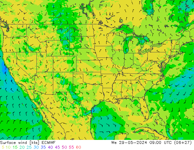 Rüzgar 10 m ECMWF Çar 29.05.2024 09 UTC