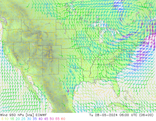 Wind 950 hPa ECMWF di 28.05.2024 06 UTC