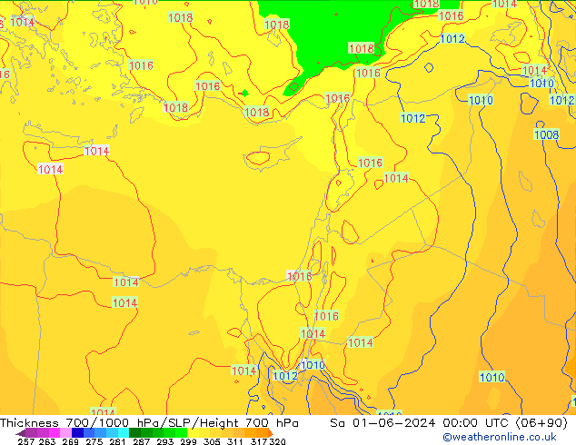 Thck 700-1000 hPa ECMWF Sa 01.06.2024 00 UTC