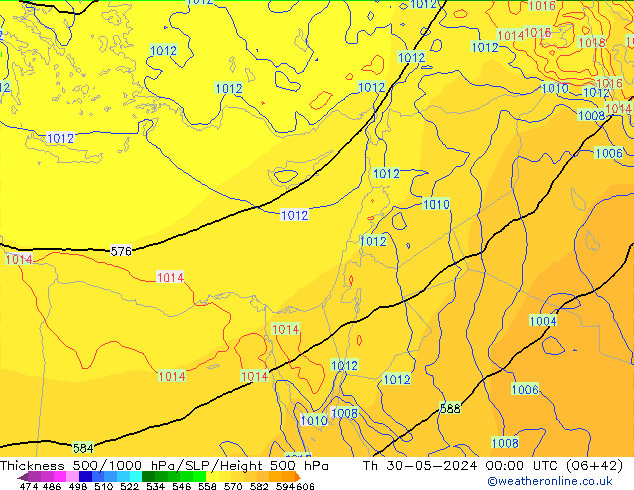 Thck 500-1000hPa ECMWF gio 30.05.2024 00 UTC