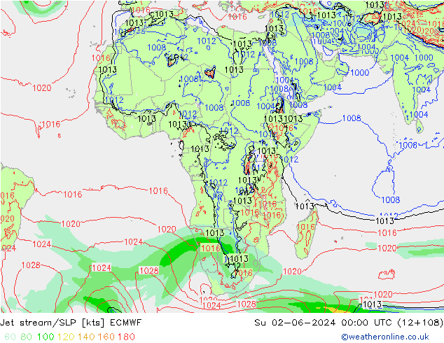 джет/приземное давление ECMWF Вс 02.06.2024 00 UTC