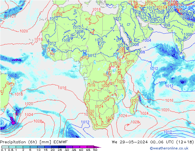 Z500/Yağmur (+YB)/Z850 ECMWF Çar 29.05.2024 06 UTC