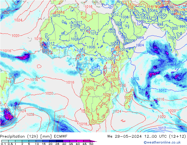 Yağış (12h) ECMWF Çar 29.05.2024 00 UTC