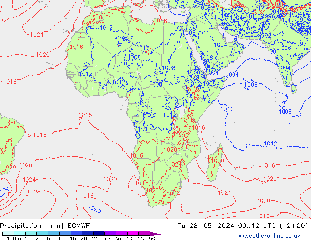 Precipitation ECMWF Tu 28.05.2024 12 UTC