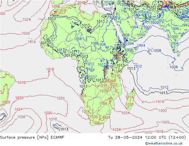 ciśnienie ECMWF wto. 28.05.2024 12 UTC