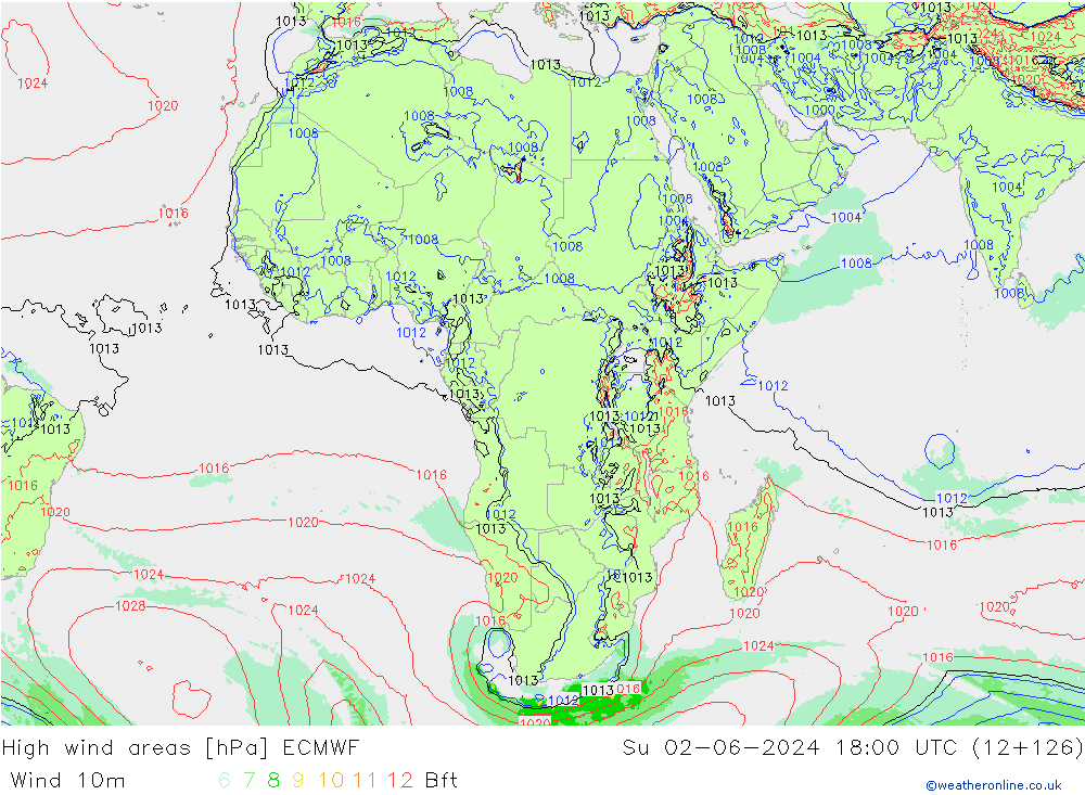 High wind areas ECMWF Su 02.06.2024 18 UTC