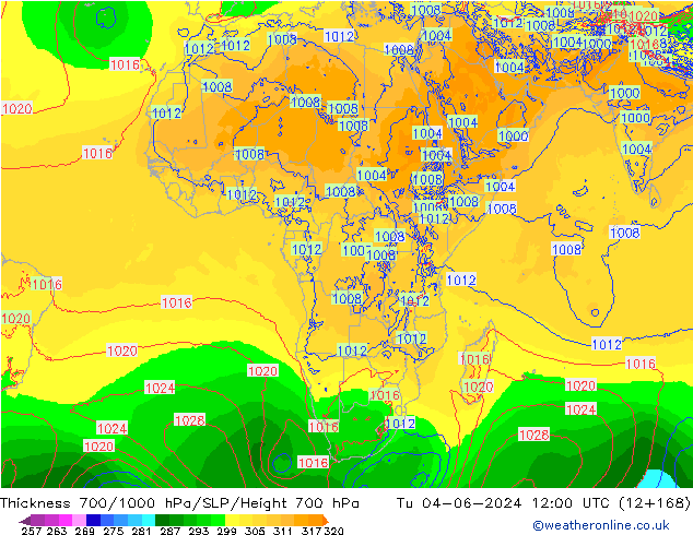 700-1000 hPa Kalınlığı ECMWF Sa 04.06.2024 12 UTC