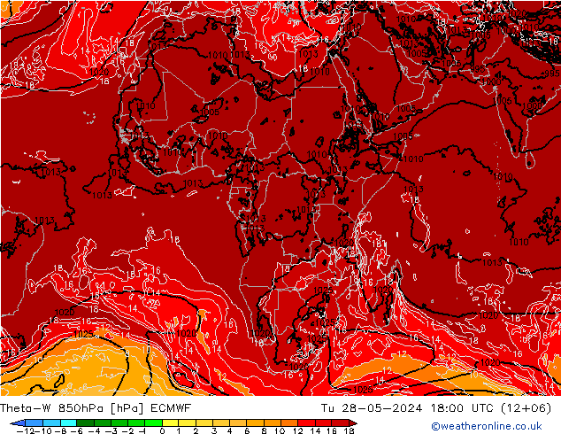 Theta-W 850hPa ECMWF di 28.05.2024 18 UTC