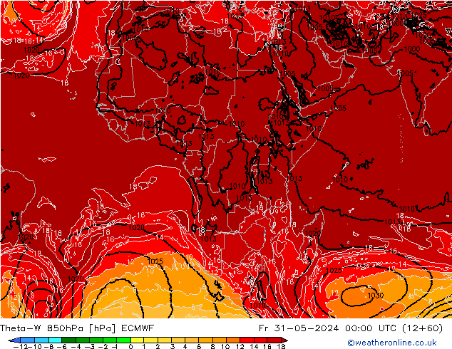 Theta-W 850hPa ECMWF Fr 31.05.2024 00 UTC