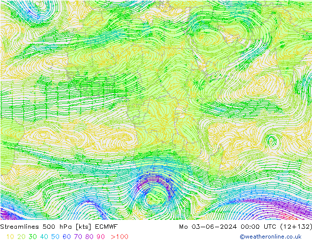 Streamlines 500 hPa ECMWF Mo 03.06.2024 00 UTC