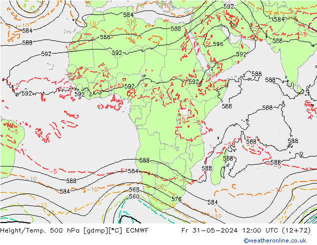 Z500/Rain (+SLP)/Z850 ECMWF ven 31.05.2024 12 UTC