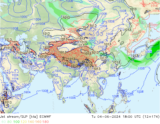 Jet stream/SLP ECMWF Tu 04.06.2024 18 UTC