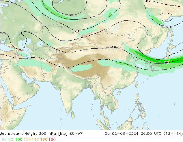 Jet stream/Height 300 hPa ECMWF Ne 02.06.2024 06 UTC