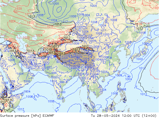 pression de l'air ECMWF mar 28.05.2024 12 UTC