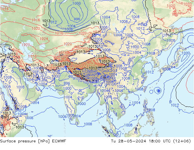 Luchtdruk (Grond) ECMWF di 28.05.2024 18 UTC