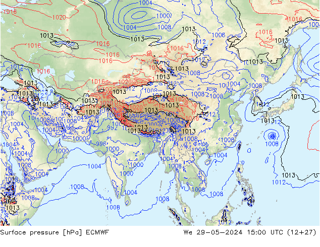 ciśnienie ECMWF śro. 29.05.2024 15 UTC