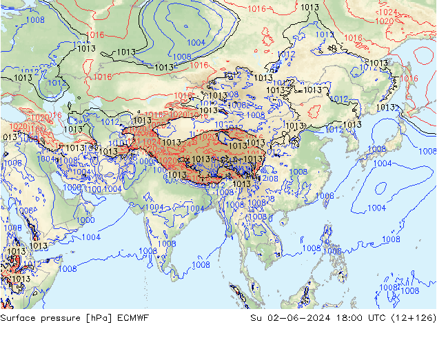 Pressione al suolo ECMWF dom 02.06.2024 18 UTC