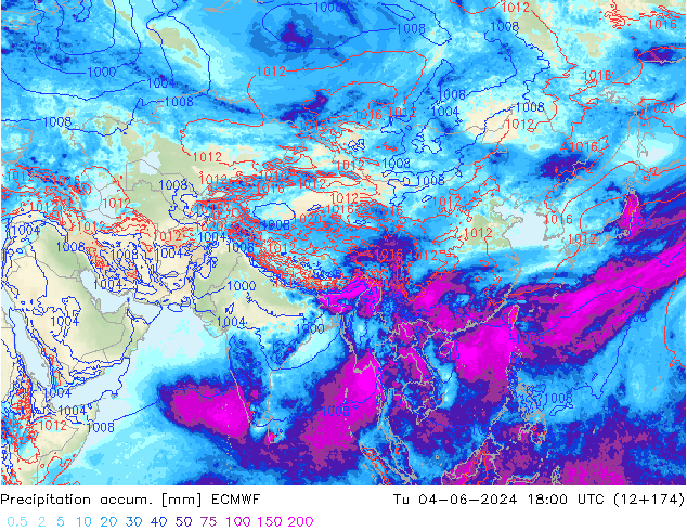 Precipitation accum. ECMWF mar 04.06.2024 18 UTC