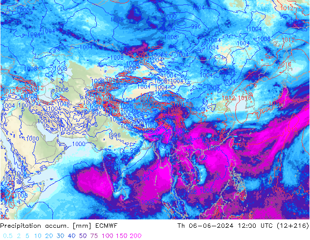 Précipitation accum. ECMWF jeu 06.06.2024 12 UTC