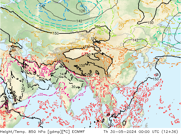 Z500/Rain (+SLP)/Z850 ECMWF  30.05.2024 00 UTC