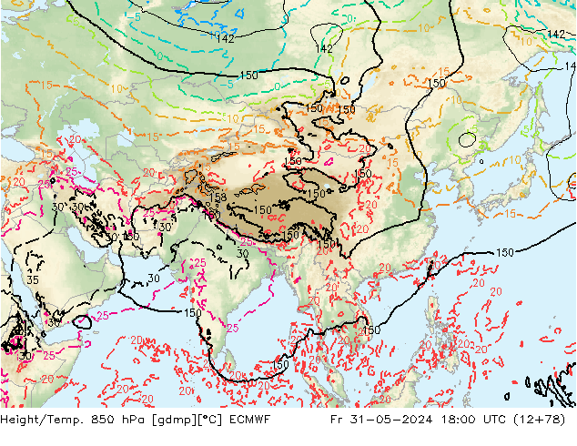 Z500/Rain (+SLP)/Z850 ECMWF Fr 31.05.2024 18 UTC