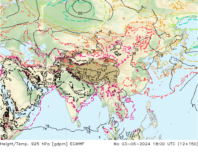 Hoogte/Temp. 925 hPa ECMWF ma 03.06.2024 18 UTC