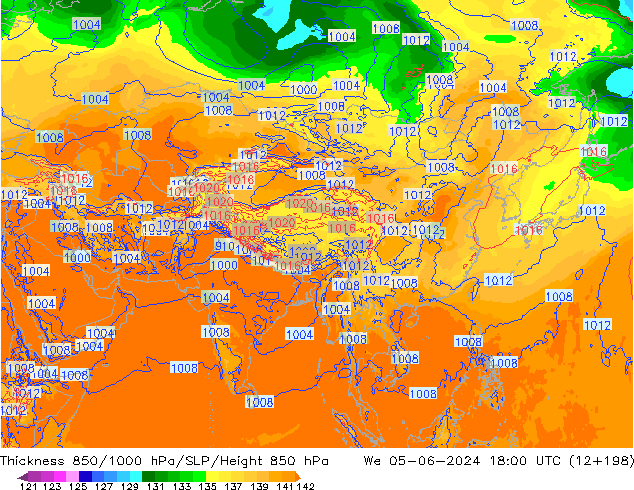 Thck 850-1000 hPa ECMWF St 05.06.2024 18 UTC