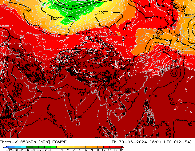 Theta-W 850hPa ECMWF Th 30.05.2024 18 UTC