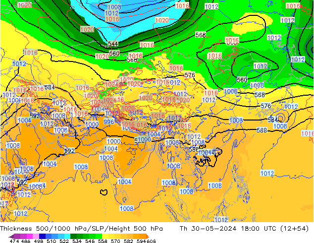 Thck 500-1000hPa ECMWF Th 30.05.2024 18 UTC