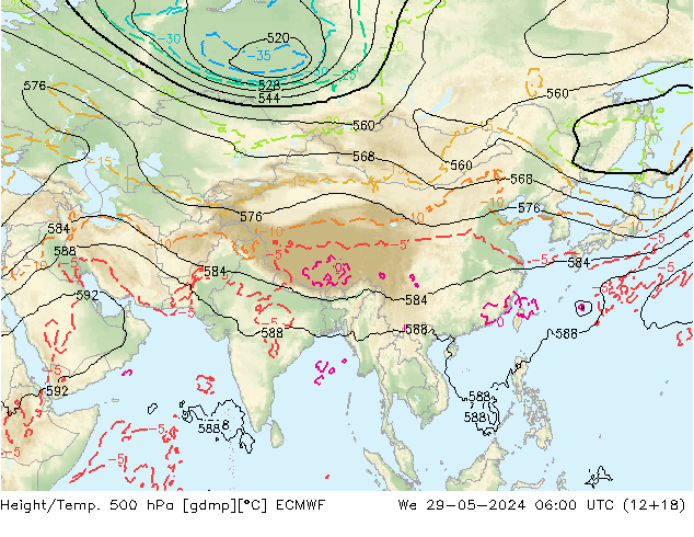 Z500/Rain (+SLP)/Z850 ECMWF śro. 29.05.2024 06 UTC