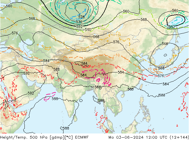 Z500/Rain (+SLP)/Z850 ECMWF Po 03.06.2024 12 UTC