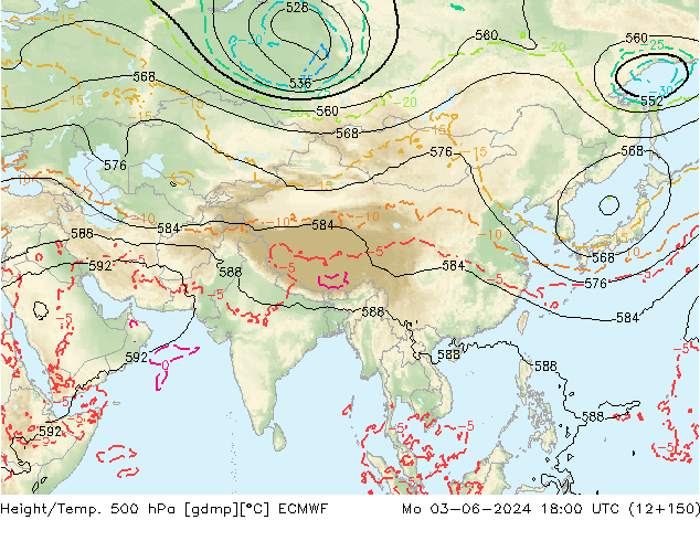 Z500/Rain (+SLP)/Z850 ECMWF Mo 03.06.2024 18 UTC