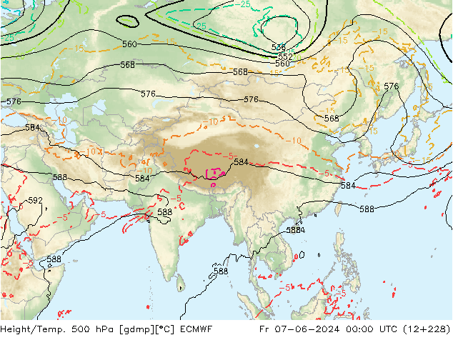 Z500/Yağmur (+YB)/Z850 ECMWF Cu 07.06.2024 00 UTC