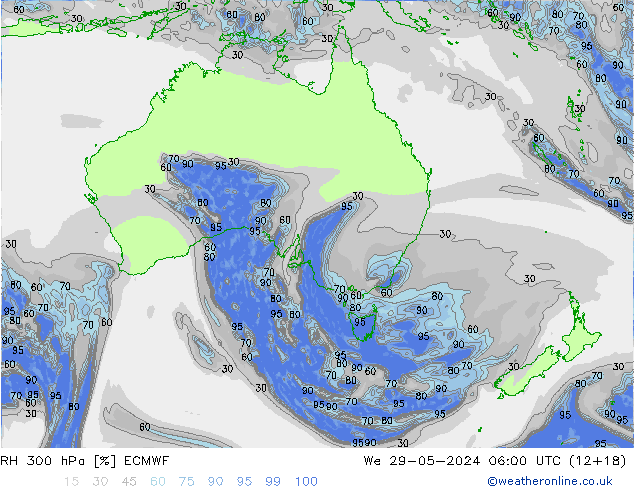 300 hPa Nispi Nem ECMWF Çar 29.05.2024 06 UTC