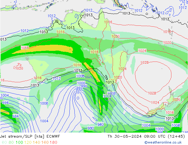 Straalstroom/SLP ECMWF do 30.05.2024 09 UTC