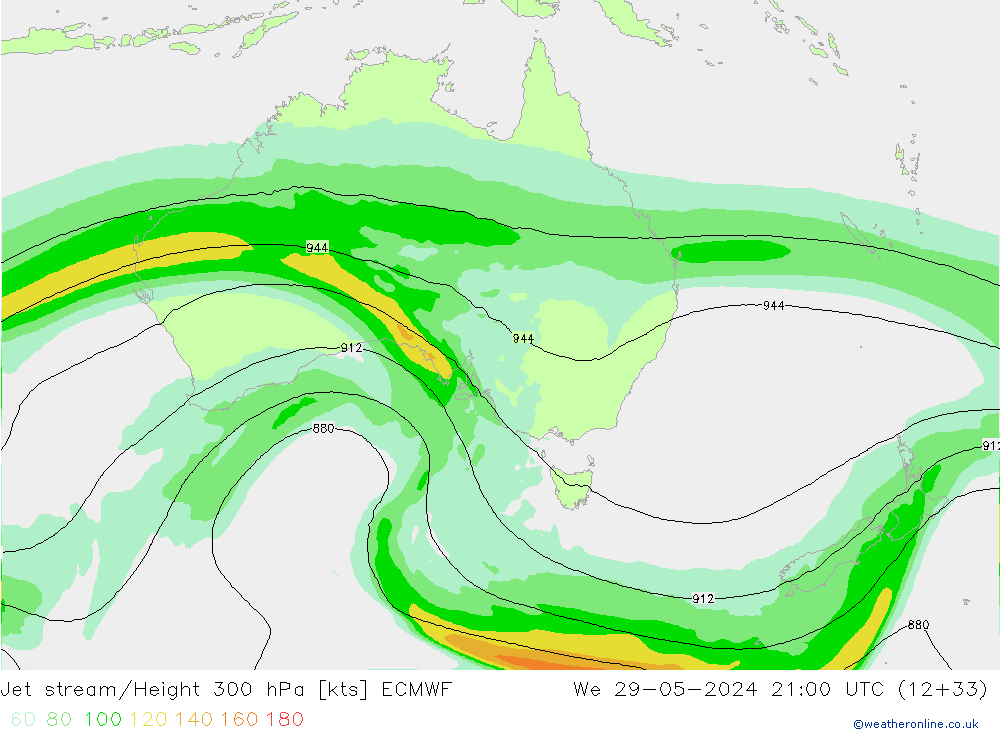 Jet stream ECMWF Qua 29.05.2024 21 UTC