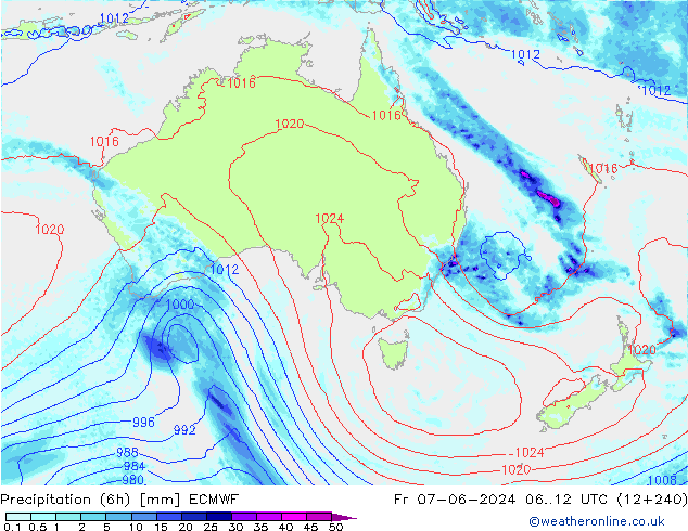 Z500/Rain (+SLP)/Z850 ECMWF Fr 07.06.2024 12 UTC